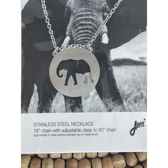 New JAECI Elephant Charm Stainless Steel Necklace Adjustable Elephant Lover Gift - Picture 4 of 6
